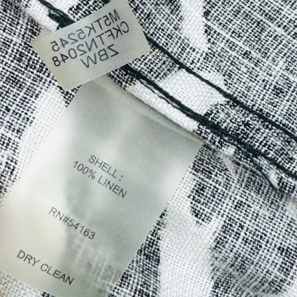 Calvin Klein Striped Linen Relaxed Straight Leg Pull-on Pants